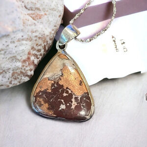 Native Copper Turquoise Sterling Silver Pendant